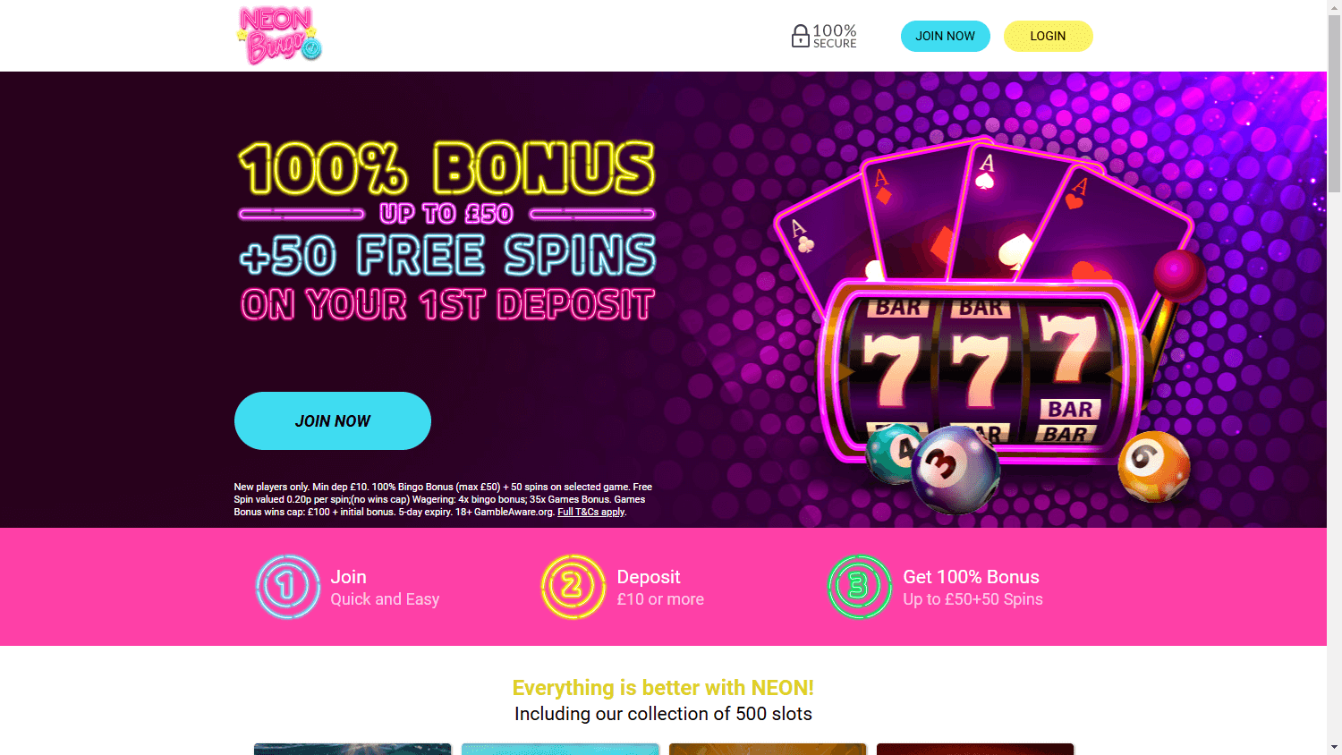 Neon Bingo Casino Desktop screenshot
