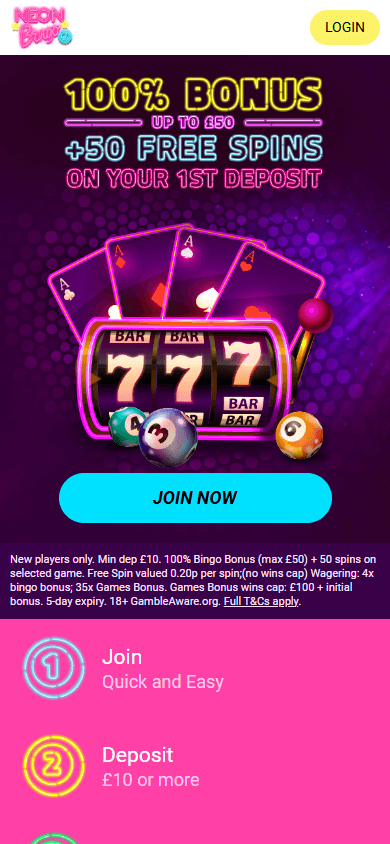 Neon Bingo Casino Mobile screenshot